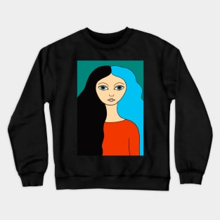 Black Blue haired girl Crewneck Sweatshirt